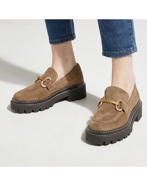 Mocassins en Cuir marron taupe