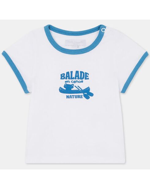 T-Shirt en Coton Bio Arino mc print bleu/écru
