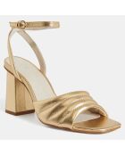 Gouden gewatteerde leren sandalen met hak - hak van 8 cm
