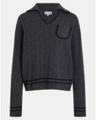 Pull en Laine mélangée Adrien vareuse gris/noir