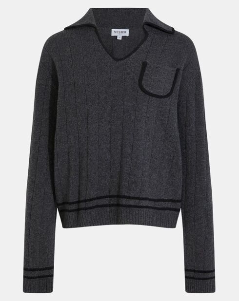 Maglione Adrien in misto lana grigio/nero