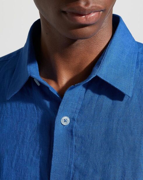 Chemise 100% Lin Pilinco mc bleu foncé