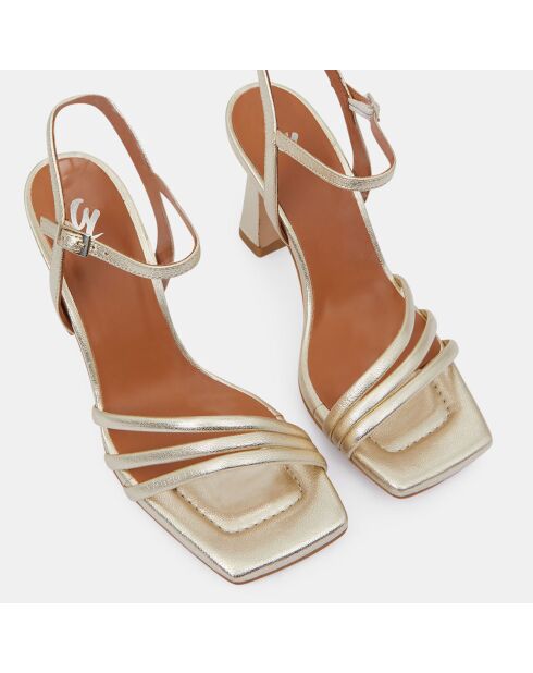 Sandali con tacco in pelle platino - Tacco 8 cm