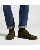 Derbies en Velours de Cuir vert kaki