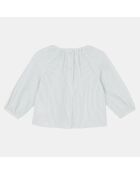 Top en Coton Bio Alaise bis ml rayures écru/vert