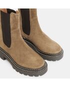 Chelsea Boots surpiqures marron taupe - Talon 4 cm