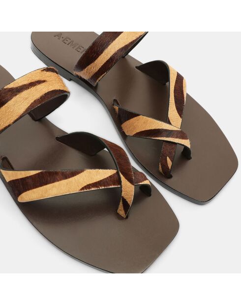 Sabot Carter in pelle a pelo basso zebrato marrone/beige