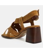 Sandales à talon en Cuir camel