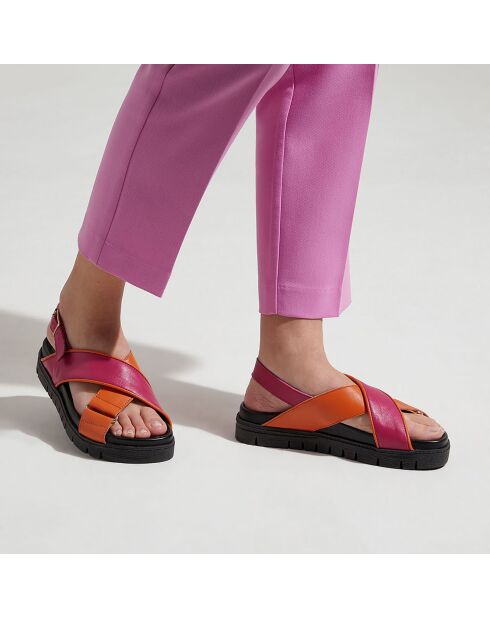 Sandales en Cuir orange/rose