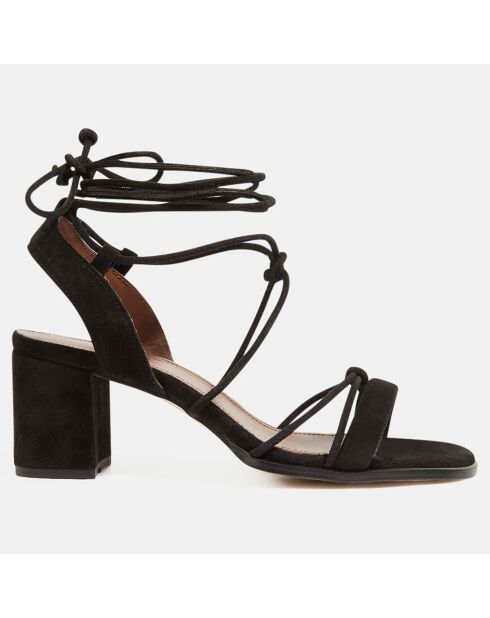 Sandali Sophie in pelle di velluto nero - tacco 7 cm