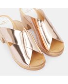 Sabots en Cuir Yzis roses - Talon 7,5 cm