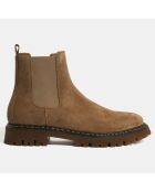 Chelsea Boots en Velours de Cuir marron taupe