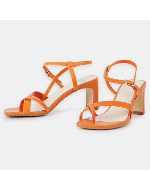 Sandali Luisa in pelle arancione - Tacco 7 cm