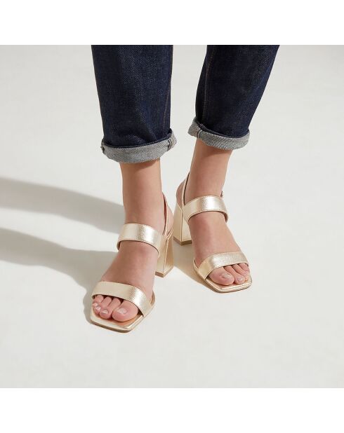 Sandales en Cuir platine - Talon 7 cm