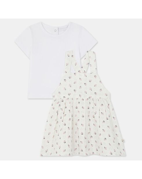 Ensemble en Coton Bio Amarla bis robe aop écru/rose