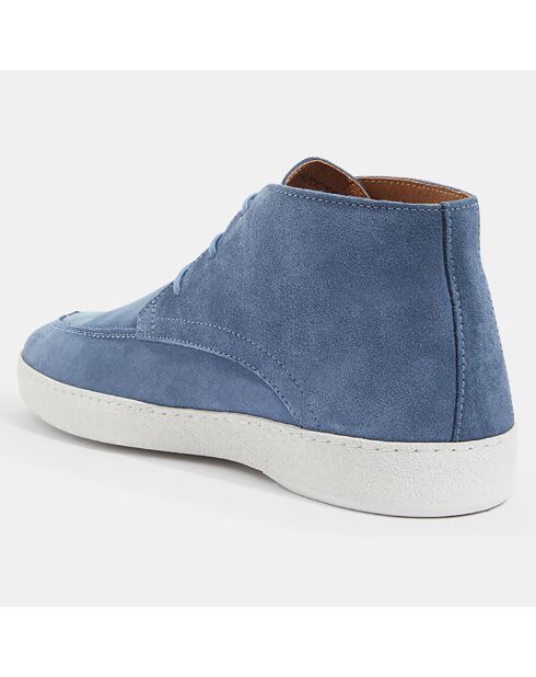 Derbies en Velours de Cuir mid bleu jean