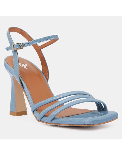 Blauwe sandalen van jeansleer met hak - Hak 8 cm