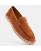 Mocassins espadrilles en Velours de Cuir camel