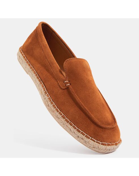 Mocassins espadrilles en Velours de Cuir camel