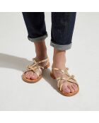 Sandales plates en Cuir dorées