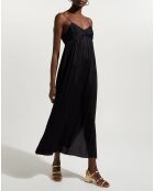 Robe en Crépon de Soie mélangée Pinstri noire