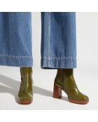 Bottines en Cuir vert kaki - Talon 8.5 cm