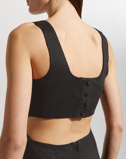 Schwarzes Midikleid aus plissiertem Leinengemisch mit Audette