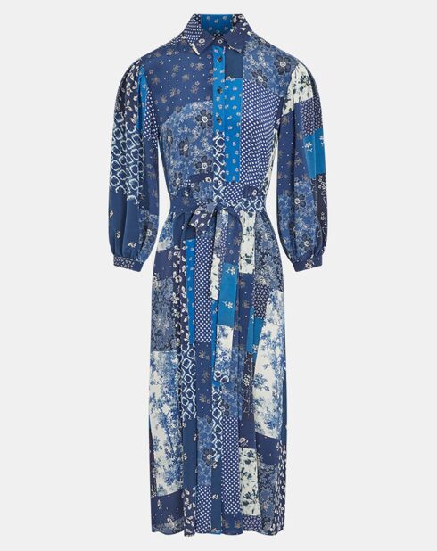 Robe 100% Soie Lora bleue