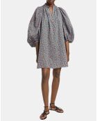 Robe en Popeline Vanessa imprimée bleue