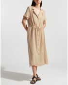 Robe en Lin & Coton Lalie col chemisier beige
