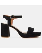 Sandales à talon en Cuir noires - Talon 7.5 cm