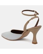 Slingbacks en Cuir Cinderella beiges - Talon 7,5 cm