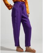 Pantalon en Lin mélangé fluide Cargo violet
