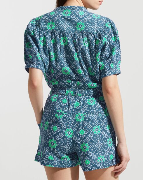 Chemise Nessie imprimée bleu/vert