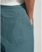 Pantalon en Lin & Coton Pupant tapered vert/gris