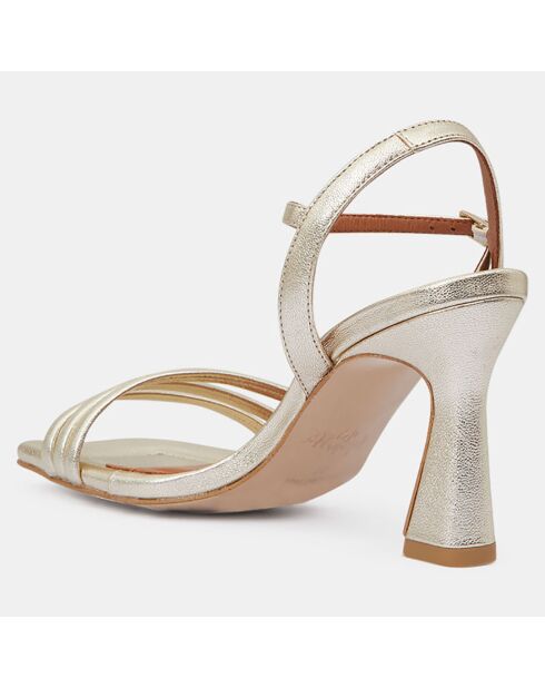 Sandali con tacco in pelle platino - Tacco 8 cm