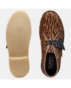 Braune Wüstenstiefel aus Samt aus Leder mit Tierdruck