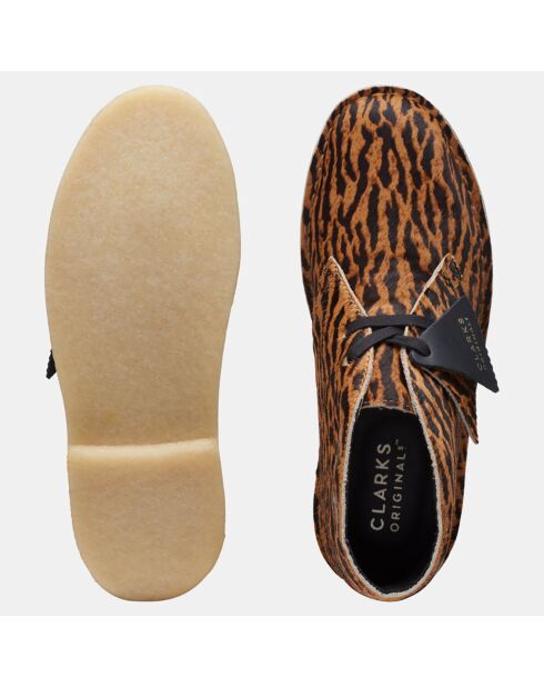 Braune Wüstenstiefel aus Samt aus Leder mit Tierdruck