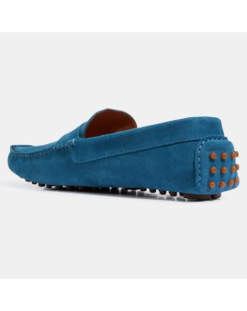 Mocassins en Velours de Cuir Diego bleus