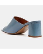 Mules à talon en Cuir bleu jean - Talon 6 cm