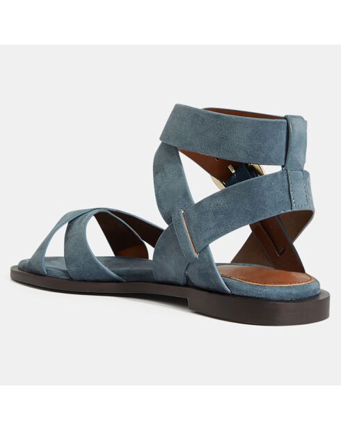 Sandales plates en Cuir bleu jean