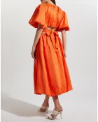 Robe midi en Lin mélangé Cosette Tie Back ouverte dos orange