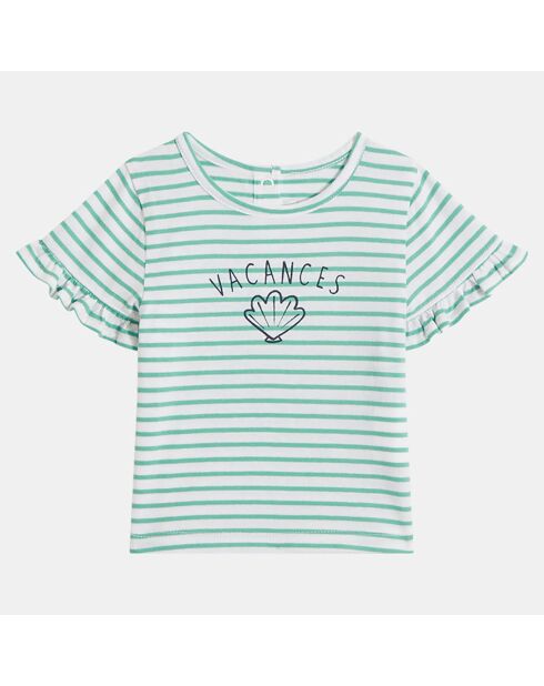 T-Shirt Iraja mc froufrou blanc/vert