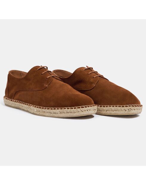 Espadrilles en Velours de Cuir camel