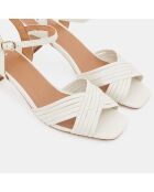 Sandales en Cuir à brides croisées bout carré blanches - Talon 5.5 cm