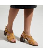 Sandales à talon en Cuir camel