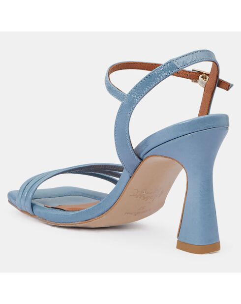 Blauwe sandalen van jeansleer met hak - Hak 8 cm