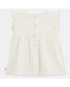 Robe en Coton Bio Itana3 seersucker blanche