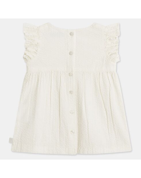 Robe en Coton Bio Itana3 seersucker blanche