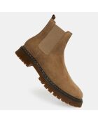 Chelsea Boots en Velours de Cuir marron taupe